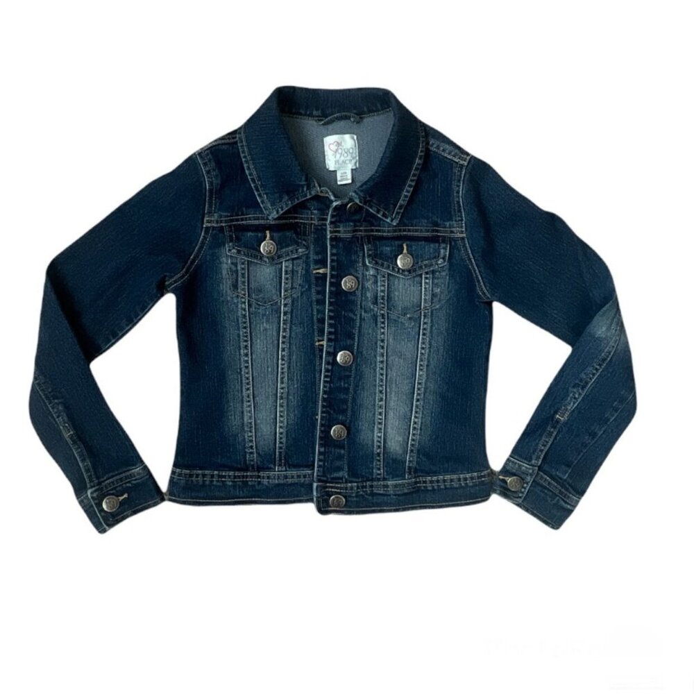 Children's Place Distressed Denim Jacket Size 10/12 VGUC